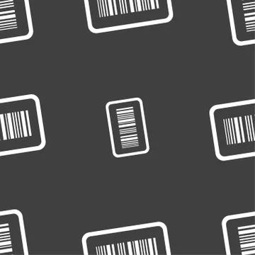 Barcode icon sign. Seamless pattern on a gray background. Vector Illustrazione stock