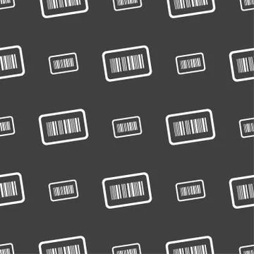 Barcode icon sign. Seamless pattern on a gray background. Vector Stock Illustration