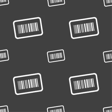 Barcode icon sign. Seamless pattern on a gray background. イラスト素材