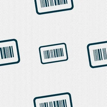 Barcode icon sign. Seamless pattern with geometric texture. 스톡 일러스트