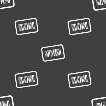 Barcode icon sign. Seamless pattern on a gray background. イラスト素材