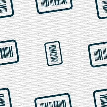 Barcode icon sign. Seamless pattern with geometric texture. Stock-Illustration