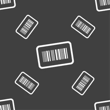 Barcode icon sign. Seamless pattern on a gray background. Stockillustratie