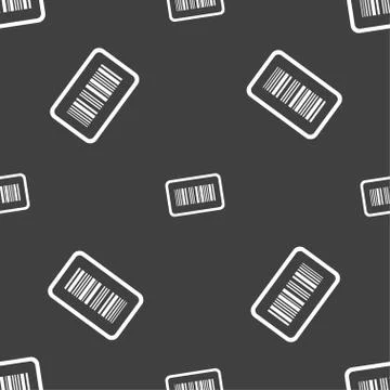 Barcode icon sign. Seamless pattern on a gray background. Illustrazione stock