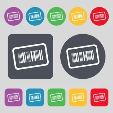 Barcode icon sign. A set of 12 colored buttons. Flat design. Vector Illustrazione stock