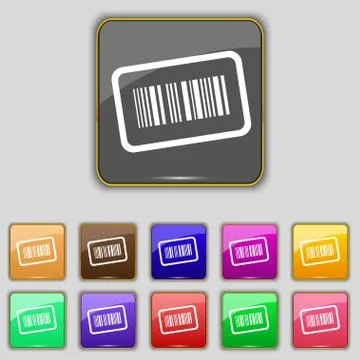 Barcode icon sign. Set with eleven colored buttons for your site. Vector 스톡 일러스트