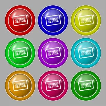 Barcode icon sign. symbol on nine round colourful buttons. Vector Illustrazione stock