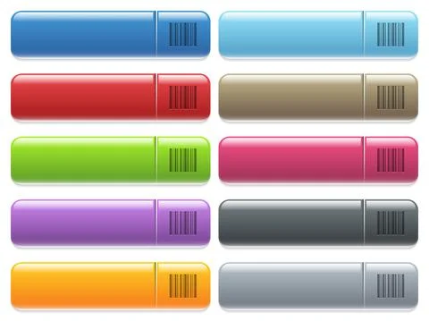 Barcode icons on color glossy, rectangular menu button イラスト素材
