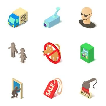 Barcode icons set, isometric style Illustrazione stock
