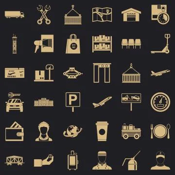 Barcode icons set, simple style Illustrazione stock