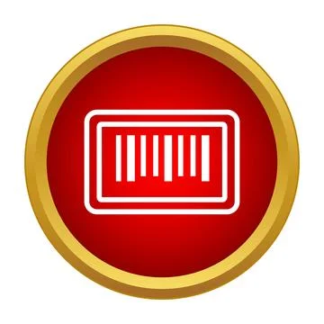 Barcode identification icon in red golden circle Illustrazione stock