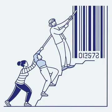 Barcode Illustration Representing Teamwork and Group Collaboration Stock Illustration