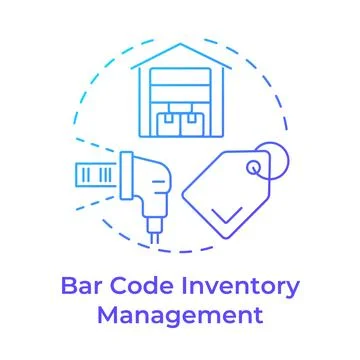 Barcode inventory management blue gradient concept icon Stock Illustration