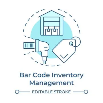 Barcode inventory management soft blue concept icon 库存插图
