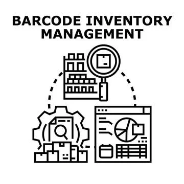 Barcode inventory management system optimizing logistics process 스톡 일러스트