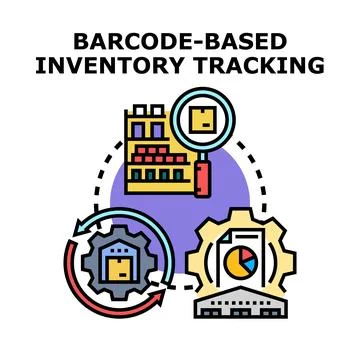 Barcode inventory tracking management and logistics system Stockillustratie