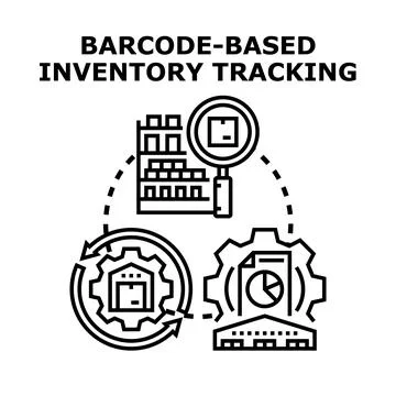 Barcode inventory tracking management and logistics system 스톡 일러스트