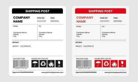Barcode Label Delivery Template, Cargo Icons, Fragile, Recycle, Stickers. Stock Illustration