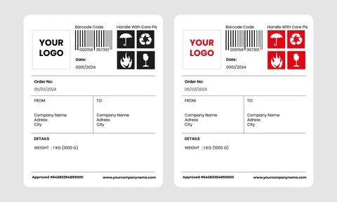 Barcode Label Delivery Template, Cargo Icons, Fragile, Recycle Stock Illustration