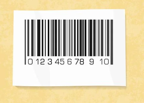 Barcode label on a packing paper Stock Illustration