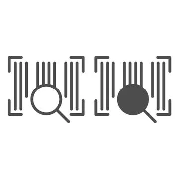 Barcode line and glyph icon. Barcode with lens vector illustration isolated on Stock-Illustration