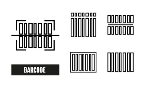 Barcode Lineal Icon Symbol Vector. Black Outline Barcode Icon Illustrazione stock