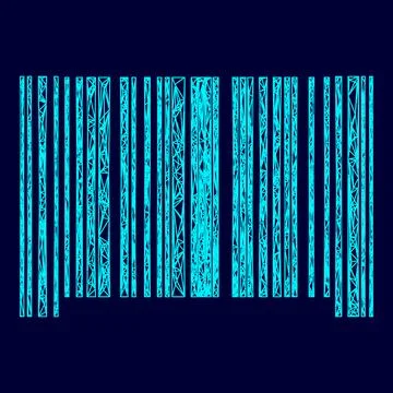 The barcode low poly triangulation triangulated polygonal electric cyan blue  Stock Illustration