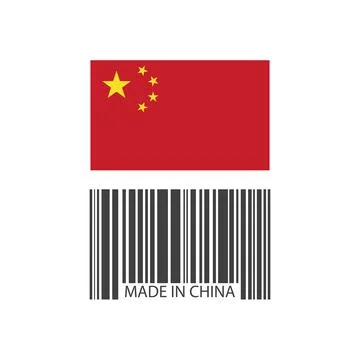 Barcode made in china on white background - Vector Illustrazione stock