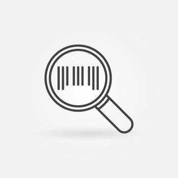 Barcode in magnifying glass icon in thin line style Stock Illustration