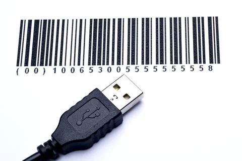 Barcode mit USB Stecker ,BLF *** Barcode with USB connector ,BLF 12015252 ... Stock-Fotos