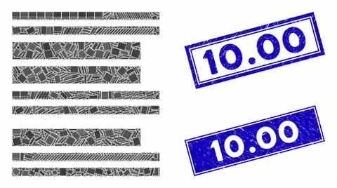 Barcode Mosaic and Grunge Rectangle 10.00 Stamp Seals Stock-Illustration