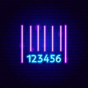 Barcode Neon Sign Stock Illustration