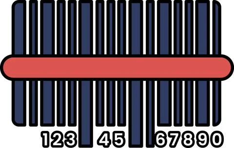 A barcode with numbers 1 through 9 and a red stripe Illustrazione stock