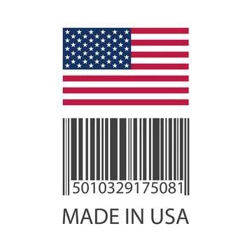 Barcode with numbers made in USA - Vector Illustrazione stock