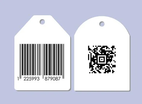 Barcode or qr code. Tags and labels with code for scanning. Cashless payments Stock Illustration