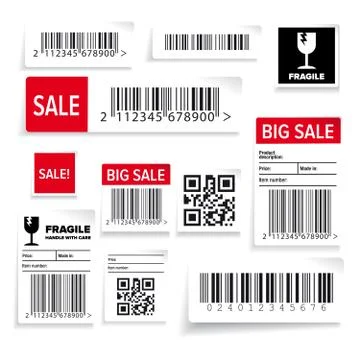 Barcode Packaging Labels or stickers vector Stock Illustration