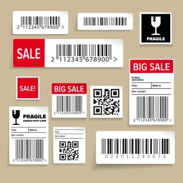 Barcode Packaging Labels or stickers vector Stock Illustration