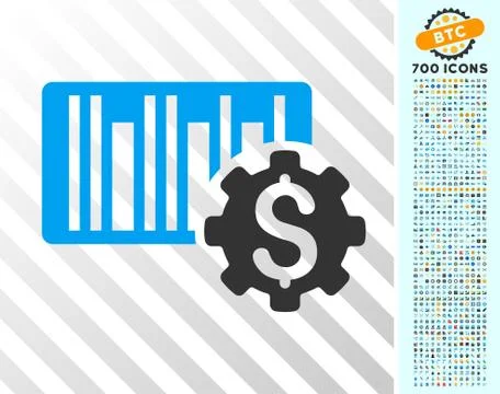 Barcode Price Setup Flat Icon with Bonus Stock Illustration