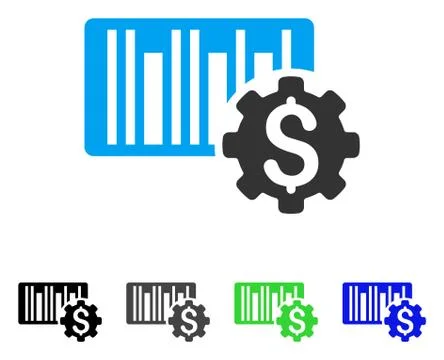 Barcode Price Setup Gear Flat Icon Illustrazione stock