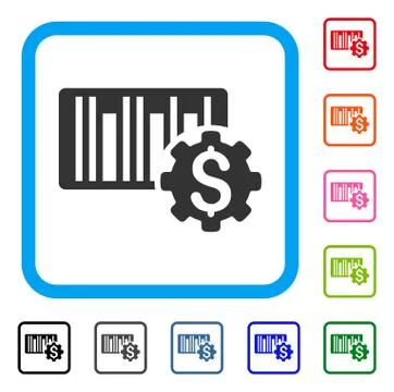 Barcode Price Setup Gear Framed Icon Illustrazione stock