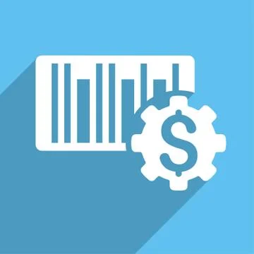Barcode Price Setup Long Shadow Square Icon Illustrazione stock