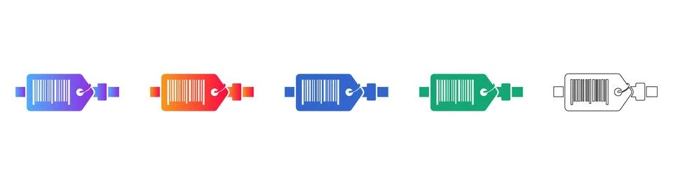 Barcode Price Tag Vector Icon Set Stock Illustration