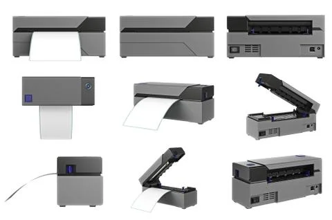 Barcode printer set Stock Illustration