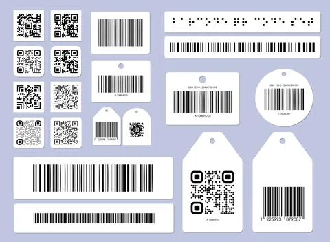 Barcode qr code set. Pack of barcode labels. Short link, wireless payment Stock-Illustration