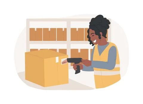 Barcode reader isolated cartoon vector illustrations. Ilustración de archivo