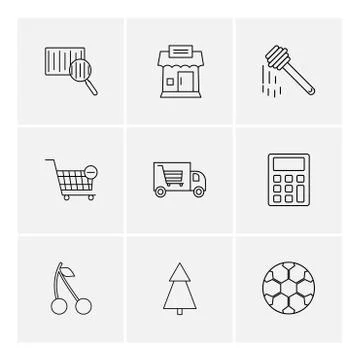 Barcode reader , truck , calculator , tree , honey , cherry ,fruits , calcula イラスト素材