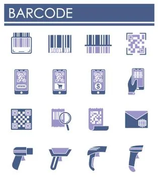 Barcode related icons set on background for graphic and web design. Creative Stock-Illustration