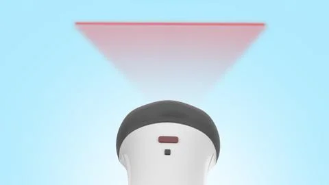 Barcode Scanner 3d render on blue gradient background Stock Illustration