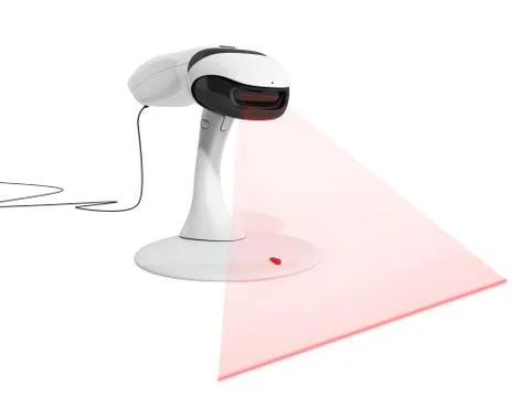 Barcode Scanner 3d render on white background no shadow Stock Illustration