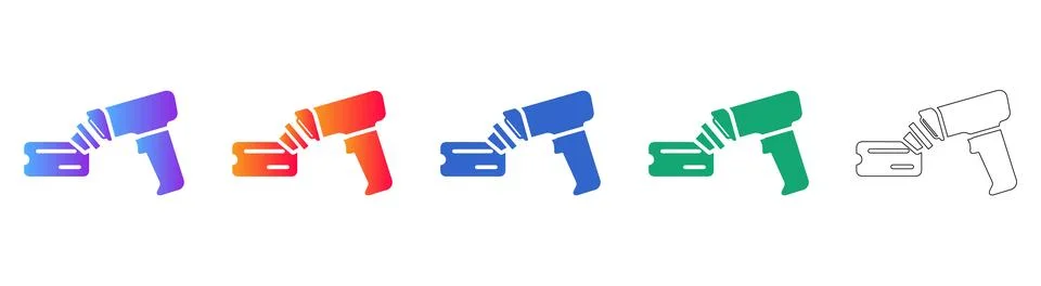 Barcode Scanner and Digital Card Icon Set Stock Illustration